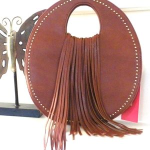Round Faux Leather Handbag 12 inch Diameter
